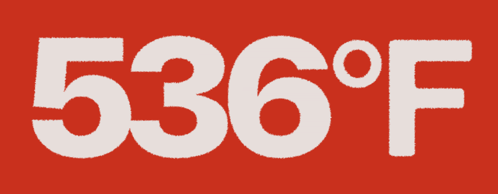 Inkwells - 536°F - Album Title Tag - White on IC Red