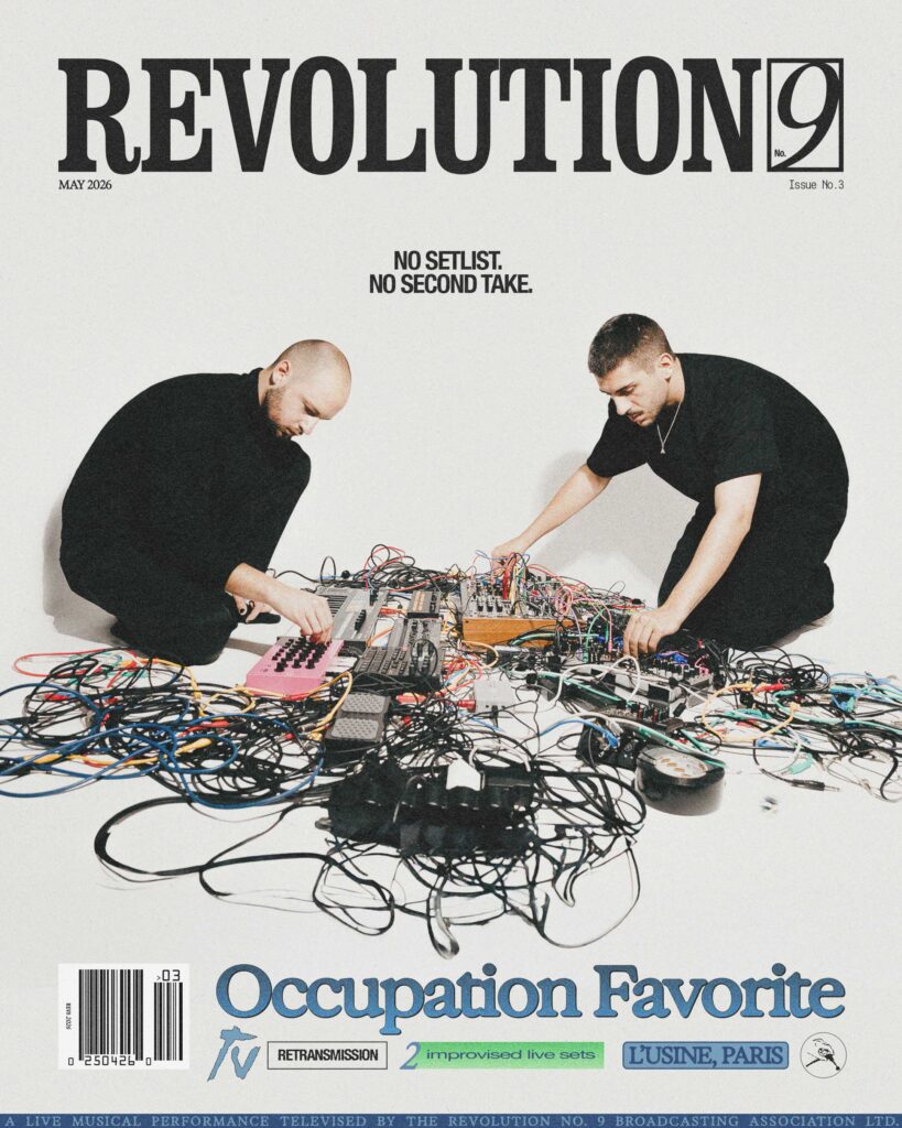 Magazine cover for Occupation Favorite's two improvised live sets on REVOLUTION 9.